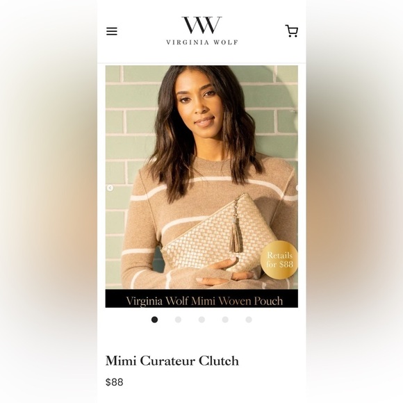 NWT VIRGINIA WOLF Mimi Curateur Clutch - Gold Vegan Metallic Leather‎ - Picture 10 of 10